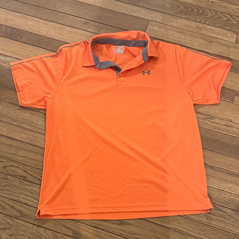 Under Armour Men's Vibrant Orange Polo with Gray Accents